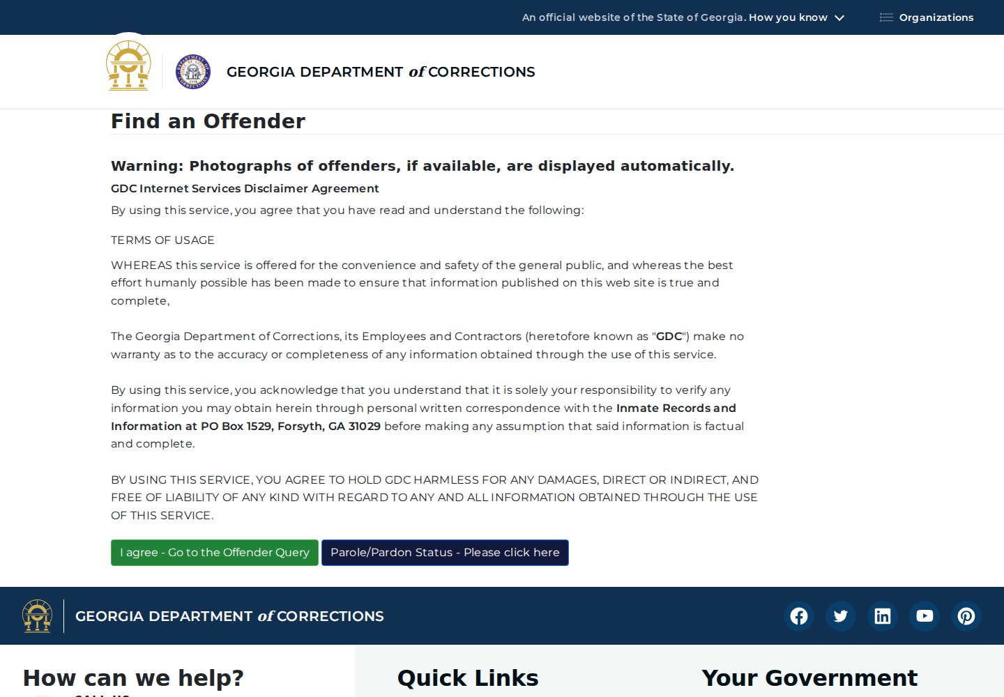 Georgia Department of Corrections Find an Offender search