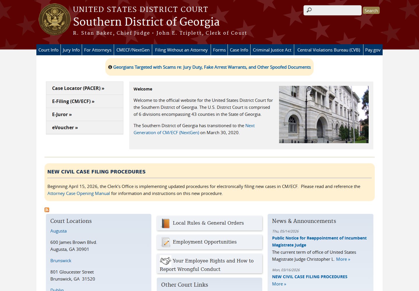 Southern District of Georgia court information for McIntosh County