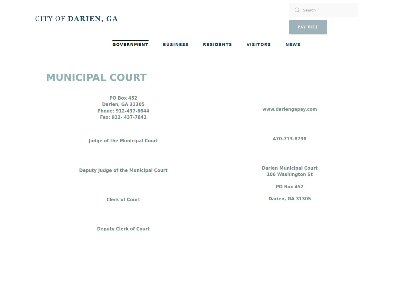 Darien Municipal Court criminal and traffic record information