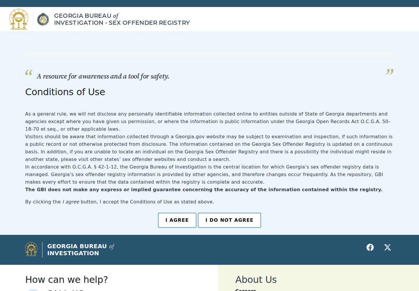 Official Georgia Sex Offender Registry public search interface